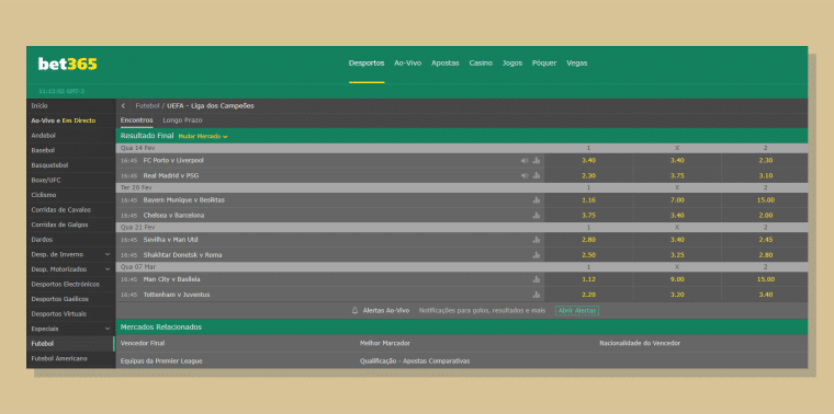 Partidas Liga Campeoes Bet365