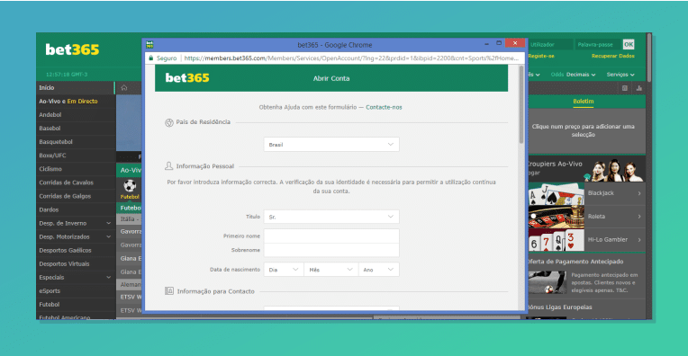 Dados Pessoais Bet365