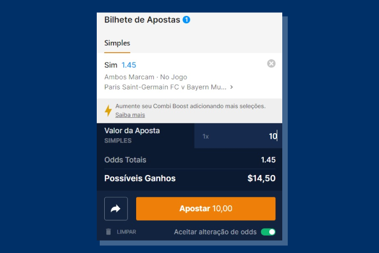 Menu Superior Encontrar Aposta Mercado Desejado