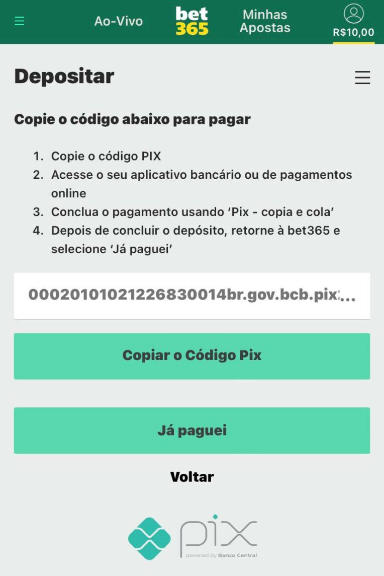 Codigo Pix Bet365